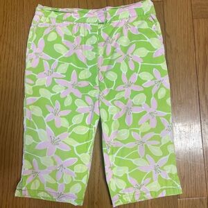 Lilly Pulitzer Pink and Green 100%Cotton floral pants 2T